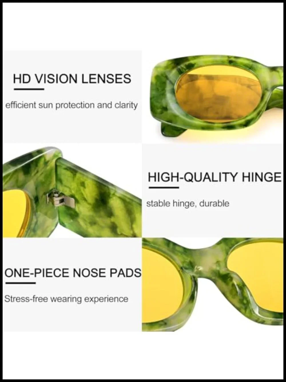 Retro Y2K Rectangle UV400 Sunglasses Square Frame Shades